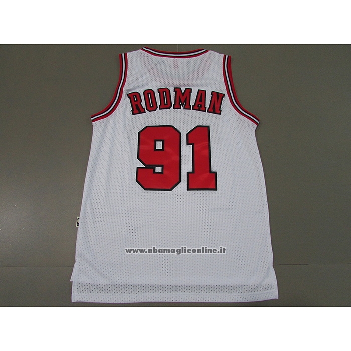 Maglia Chicago Bulls Dennis Rodman #91 Mitchell & Ness 1997-98 Bianco